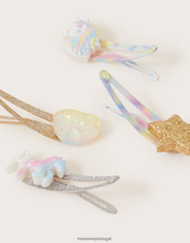 acessório Pacote com 4 grampos de cabelo de unicórnio enevoado Monsoon garota gracioso RPLH8F2471