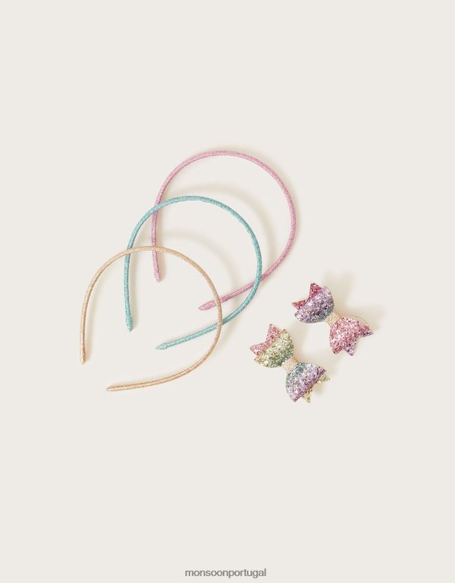 acessório conjunto de cabelo arco-íris Monsoon garota moda RPLH8F2504