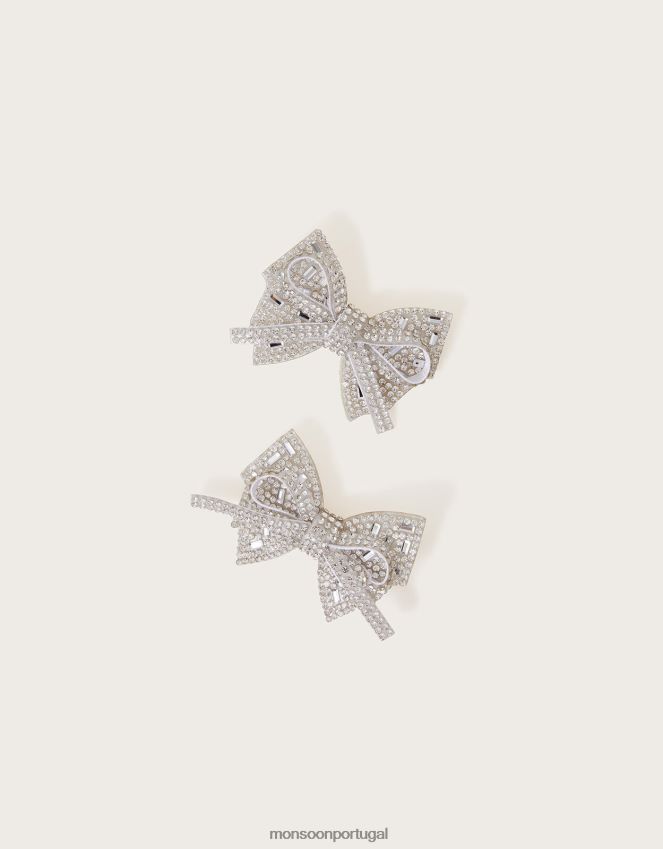 acessório conjunto de dois clipes de arco deslumbrante em camadas Monsoon garota à moda RPLH8F2488