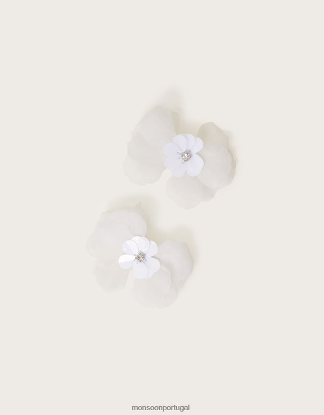 acessório conjunto de dois clipes de laço de cabelo flor cancan Monsoon garota à moda RPLH8F2580