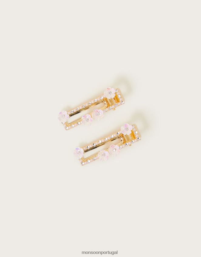 acessório conjunto de dois grampos de cabelo em botão brilhante Monsoon garota gracioso RPLH8F2464