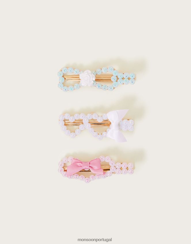 acessório delicado conjunto de três clipes deslumbrantes Monsoon garota à moda RPLH8F1755