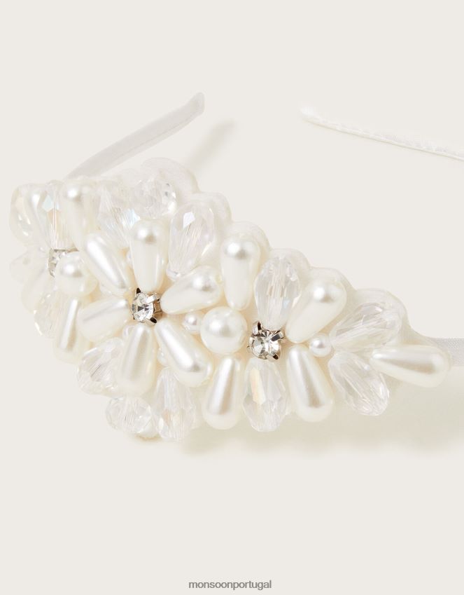 acessório faixa de cabeça decorada com pérolas Monsoon garota moda RPLH8F2562
