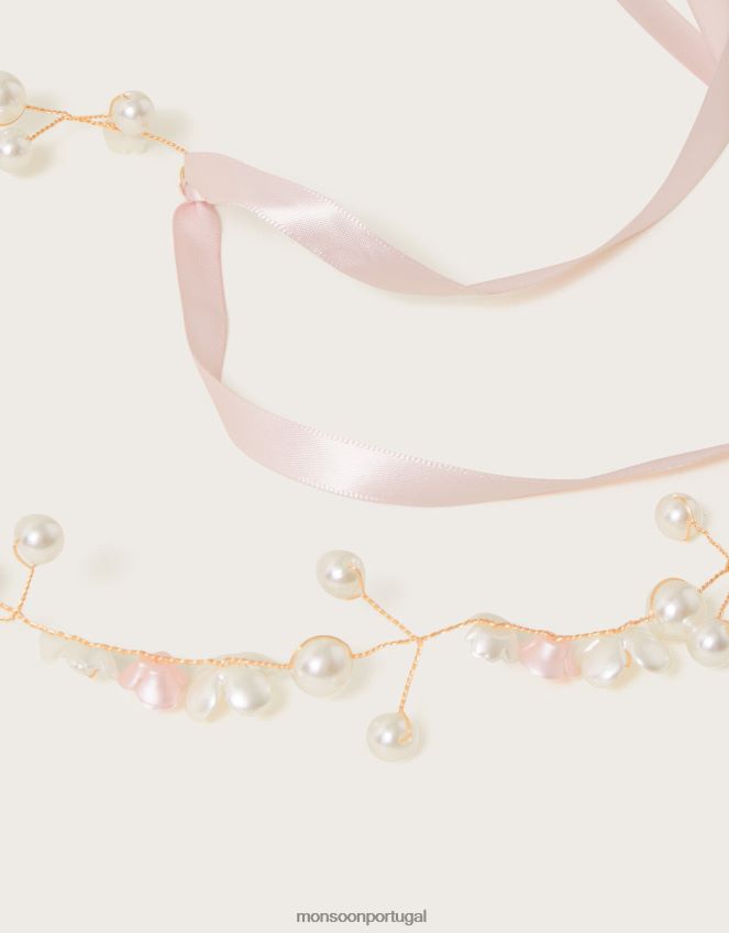 acessório guirlanda de metal com flor de frésia Monsoon garota moda RPLH8F2563