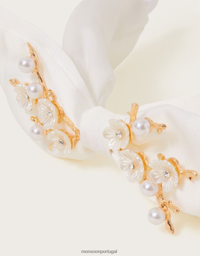 acessório tiara com laço de flores inspirada no vintage Monsoon garota gracioso RPLH8F2427