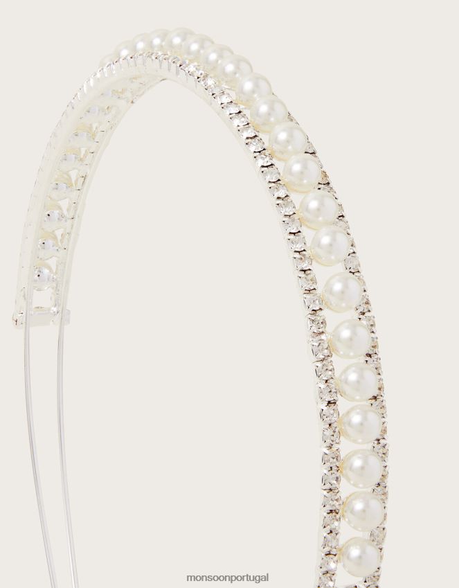 acessório tiara de dama de honra com pérolas e diamantes Monsoon garota à moda RPLH8F2411
