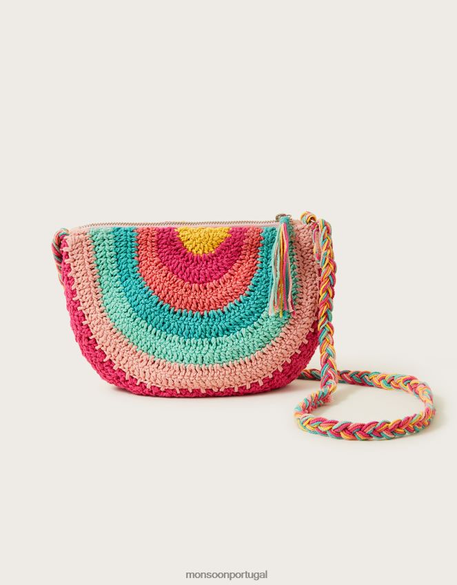 acessório bolsa desleixada de crochê arco-íris festival Monsoon garota gracioso RPLH8F2593