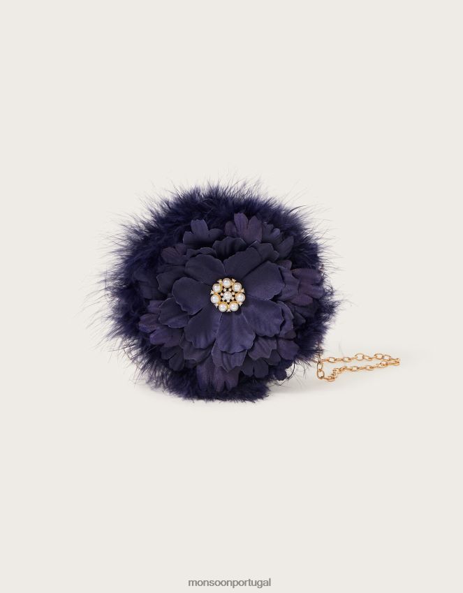 acessório bolsa redonda flor de pena loralie Monsoon garota à moda RPLH8F1791