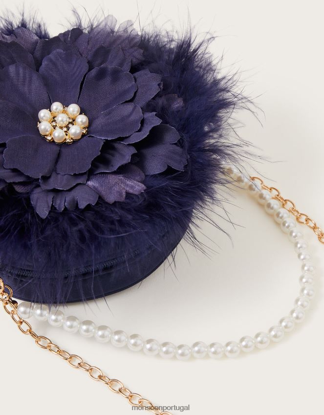 acessório bolsa redonda flor de pena loralie Monsoon garota à moda RPLH8F1791