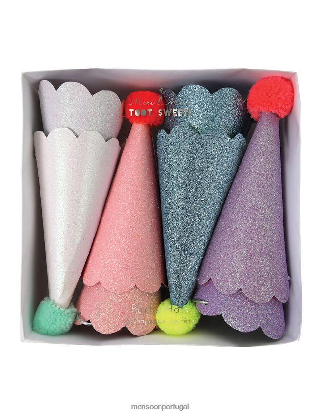 acessório chapéu de festa meri meri glitter pom-pom Monsoon crianças moda RPLH8F2632