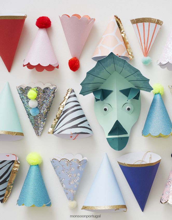 acessório chapéu de festa meri meri glitter pom-pom Monsoon crianças moda RPLH8F2632