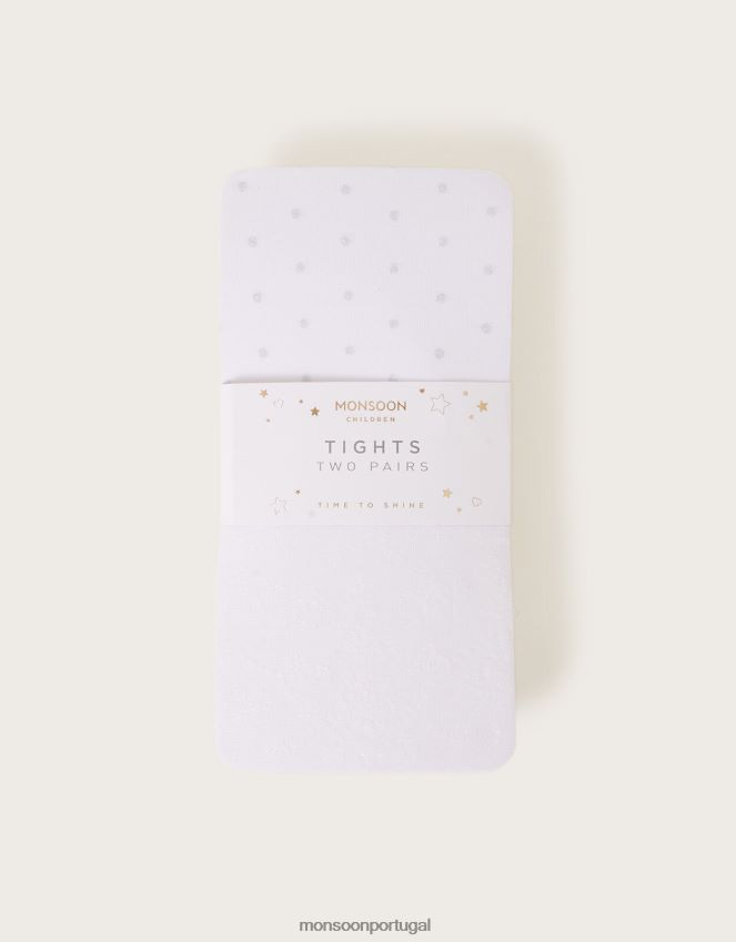 acessório conjunto de duas meias barrocas e brilhantes Monsoon garota prata RPLH8F2847