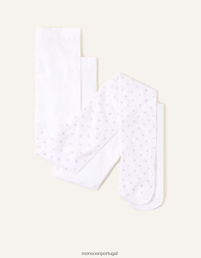 acessório conjunto de duas meias com glitter coração Monsoon garota multi RPLH8F2728