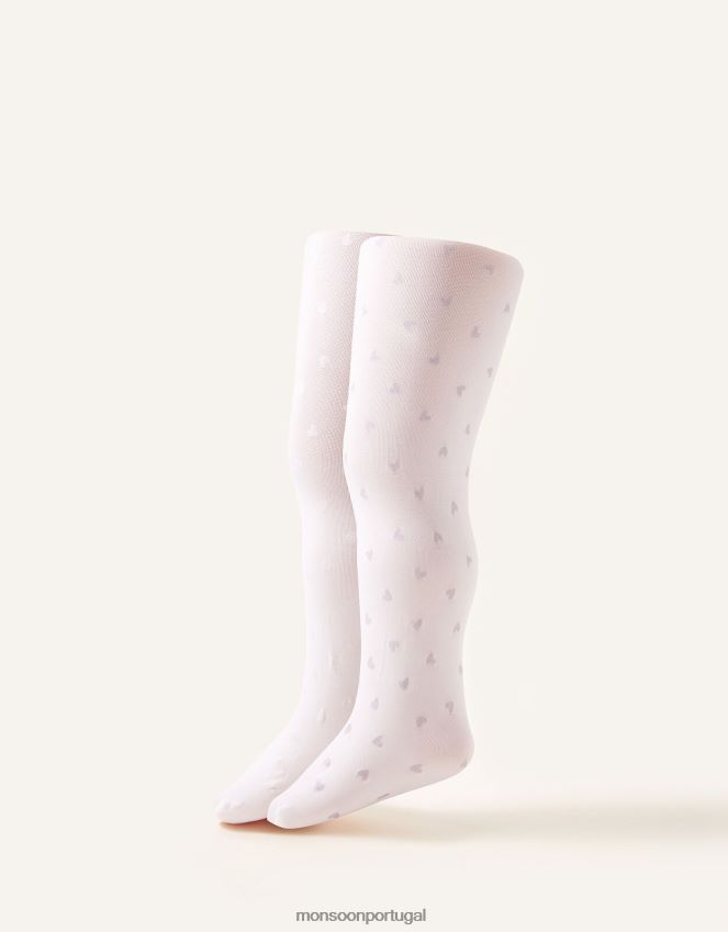 acessório conjunto de meia-calça com glitter e coração Monsoon garota multi RPLH8F2649