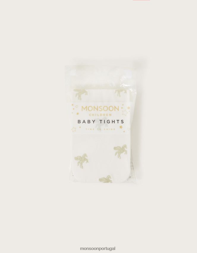 acessório meia-calça bebê com estampa de unicórnio e glitter Monsoon garota ouro RPLH8F2859