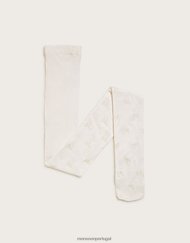 acessório meia-calça com brilho de unicórnio Monsoon garota marfim RPLH8F2692