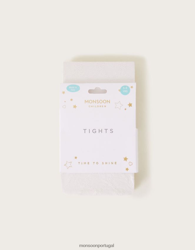 acessório meia-calça de diamante de pelúcia Monsoon garota marfim RPLH8F2856