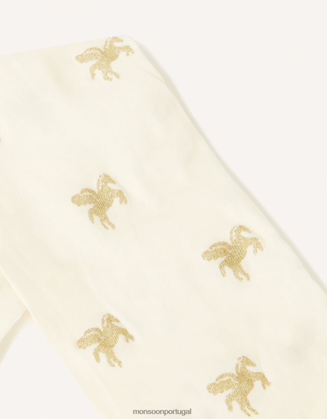 acessório meia-calça de unicórnio com glitter Monsoon garota marfim RPLH8F2431