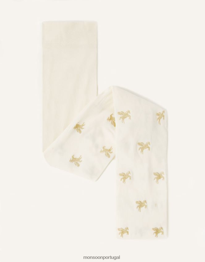 acessório meia-calça de unicórnio com glitter Monsoon garota marfim RPLH8F2431