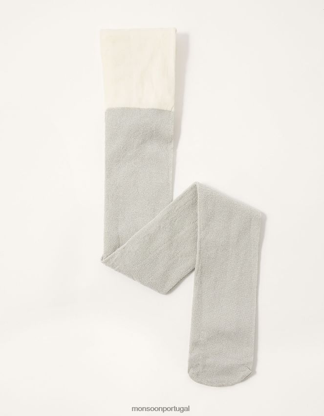 acessório meia-calça metálica brilhante Monsoon garota prata RPLH8F2706