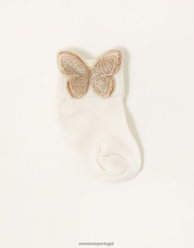 acessório meias de borboleta para bebê Monsoon garota ouro RPLH8F2729