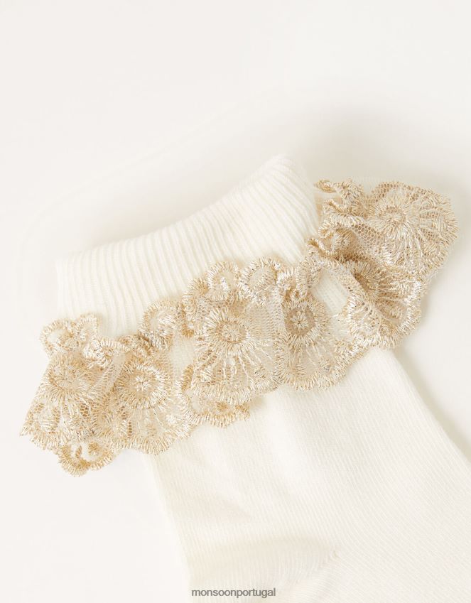 acessório meias de renda brilhante Monsoon garota marfim RPLH8F2711