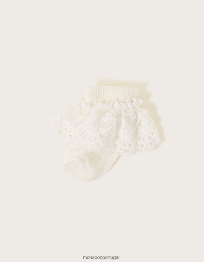acessório meias de renda de coração de bebê Monsoon garota marfim RPLH8F2665