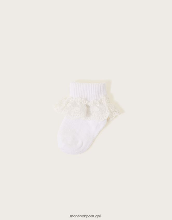 acessório meias de renda de flores para bebê Monsoon garota branco RPLH8F2668