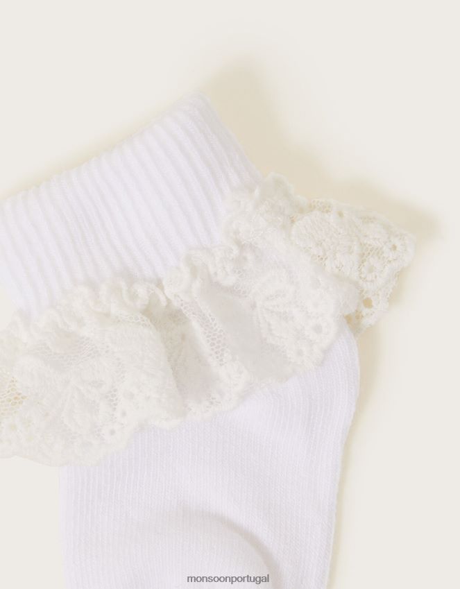 acessório meias de renda de flores para bebê Monsoon garota branco RPLH8F2668