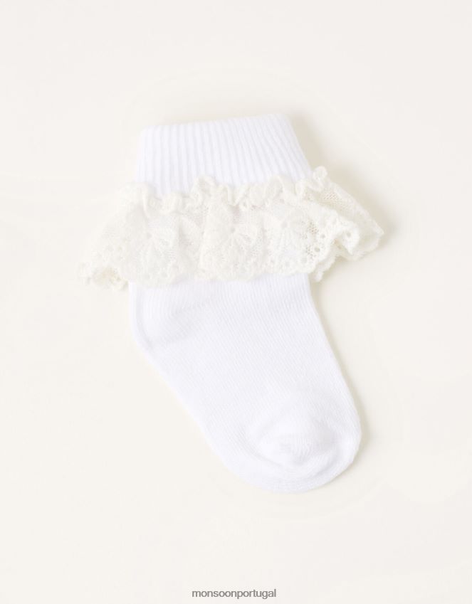 acessório meias de renda de flores para bebê Monsoon garota branco RPLH8F2730