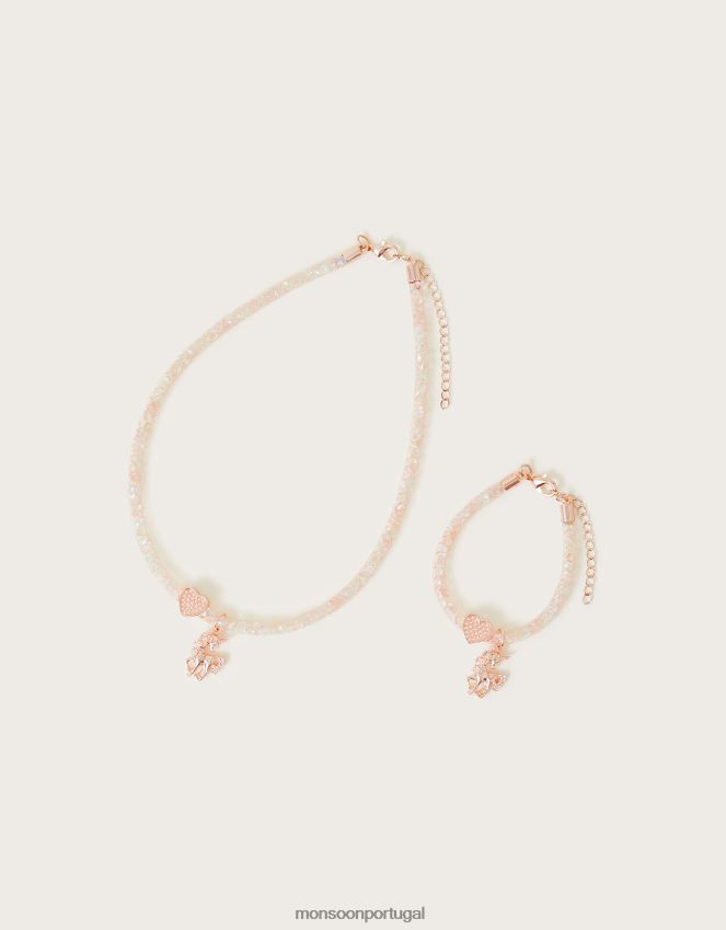 acessório conjunto de colar e pulseira de unicórnio Monsoon garota à moda RPLH8F2421
