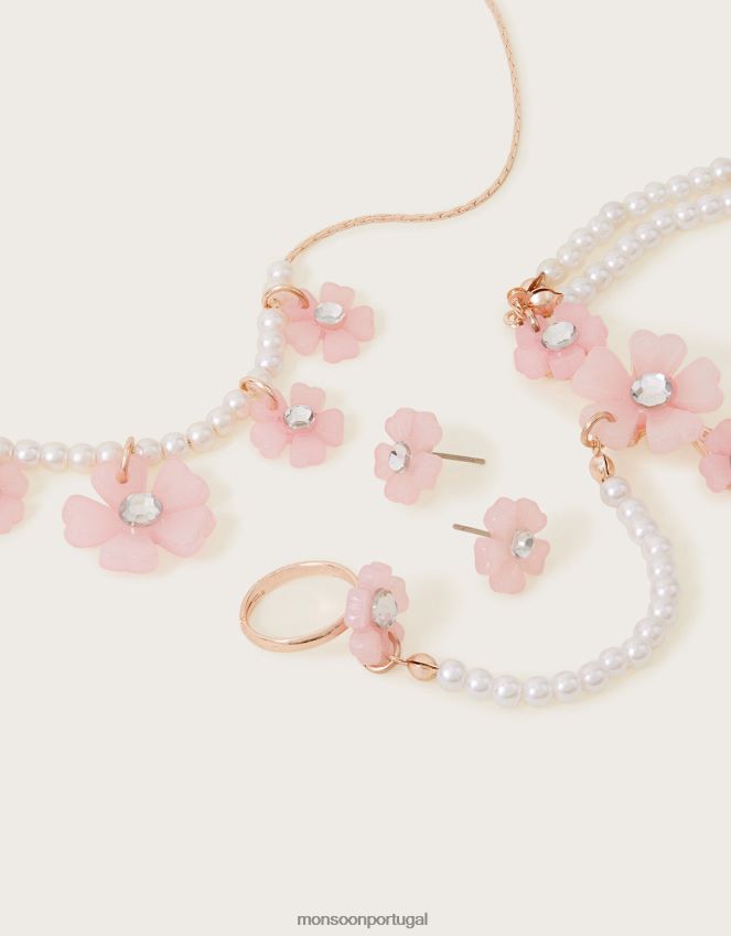 acessório conjunto de jóias de treliça de flores Monsoon garota à moda RPLH8F1794