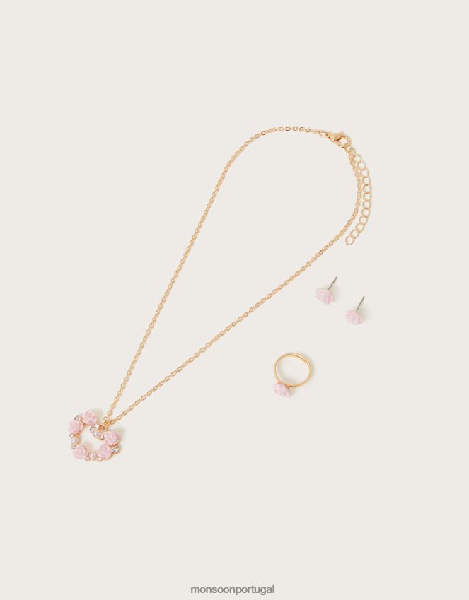 acessório conjunto de joias florais loveheart Monsoon garota moda RPLH8F2566
