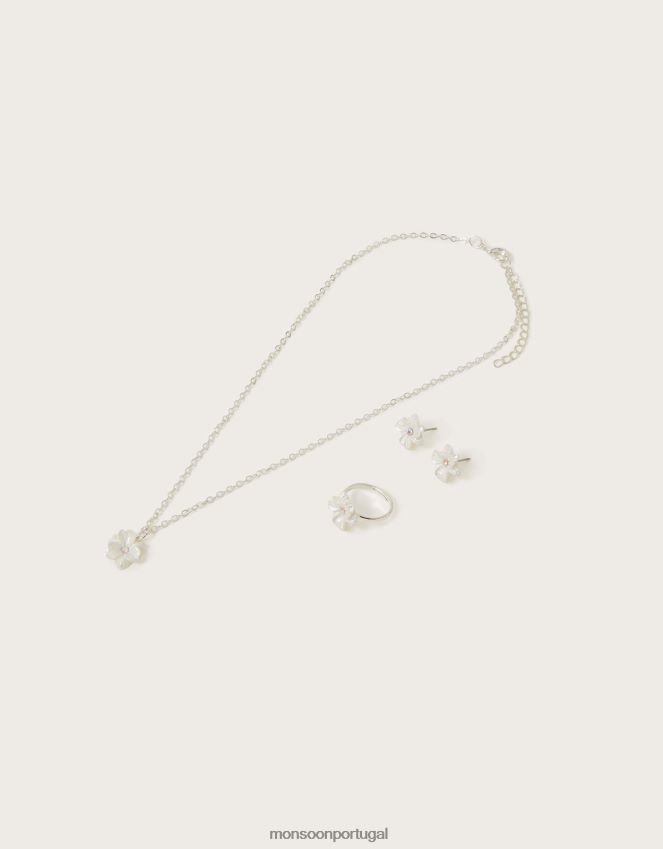 acessório lindo conjunto de joias florais Monsoon garota à moda RPLH8F2550