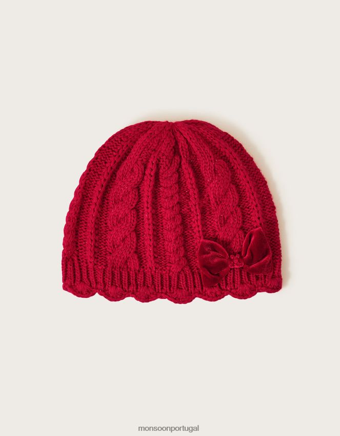 acessório gorro com laço de veludo Monsoon crianças vermelho RPLH8F2435