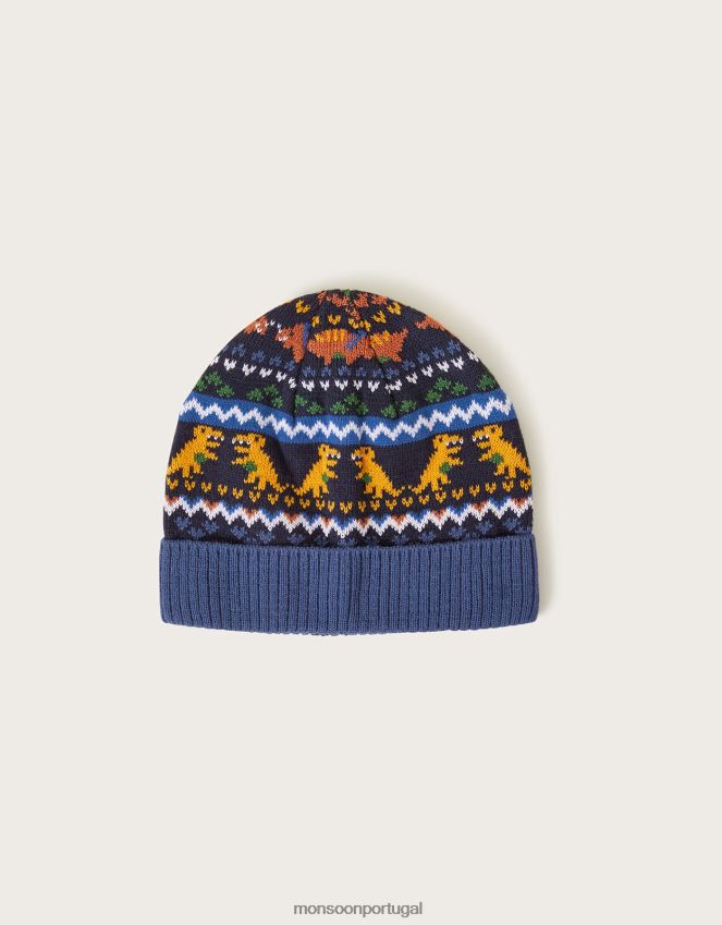 acessório gorro dinossauro fair isle Monsoon crianças azul RPLH8F2819