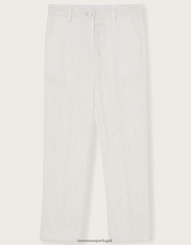 roupas calça de dama de honra em renda brea Monsoon garota marfim RPLH8F1785
