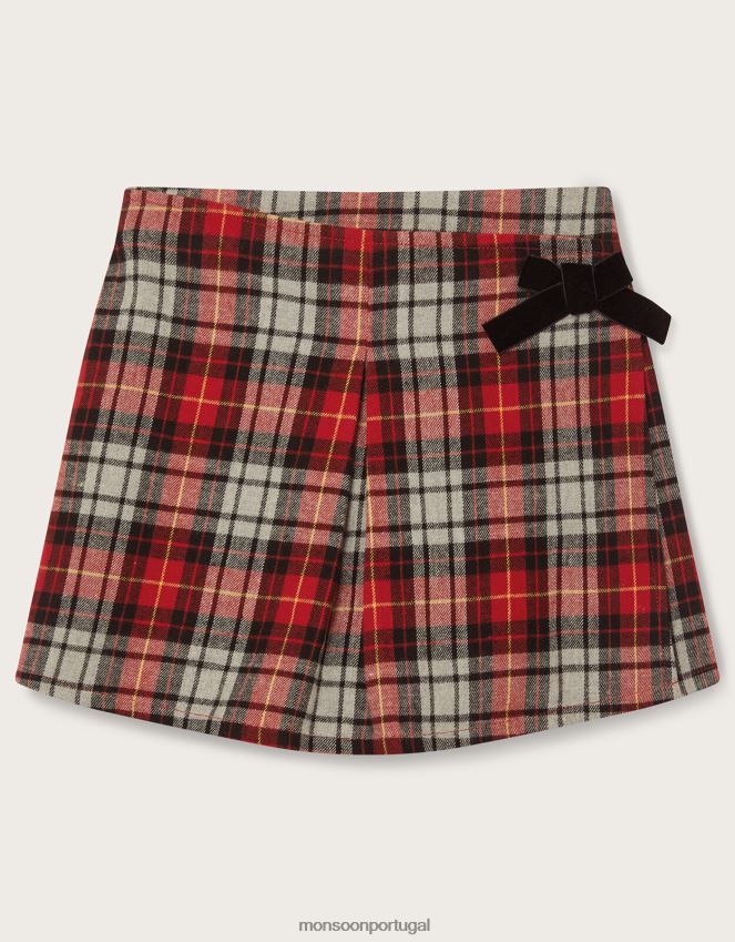 roupas saia xadrez envolvente Monsoon garota vermelho RPLH8F1685
