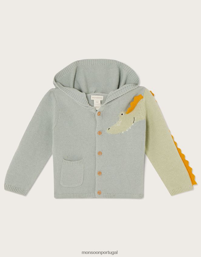 roupas cardigan recém nascido com capuz de crocodilo Monsoon crianças verde RPLH8F2283