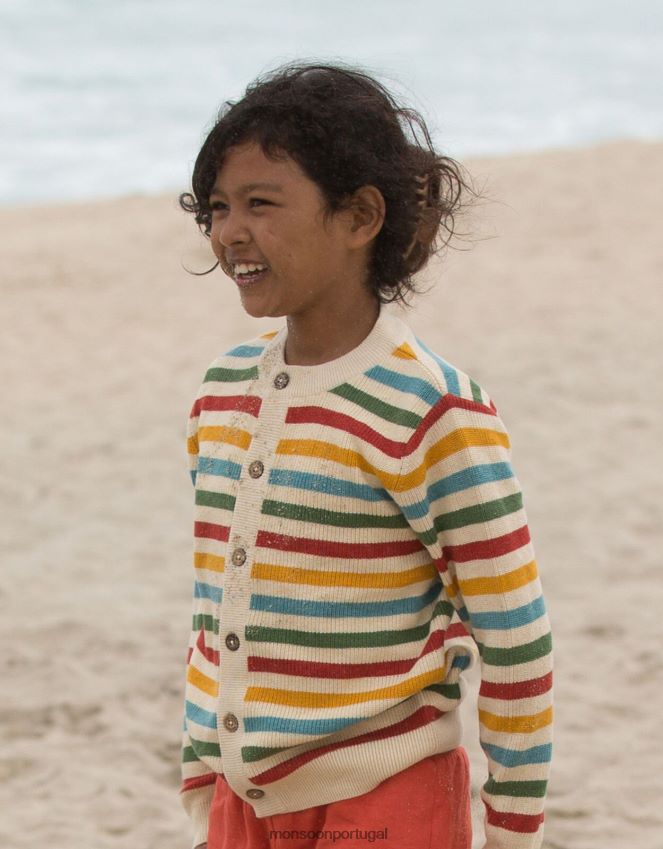 roupas pequenos radicais verdes de um para outro cardigã listrado arco-íris Monsoon crianças multi RPLH8F2003