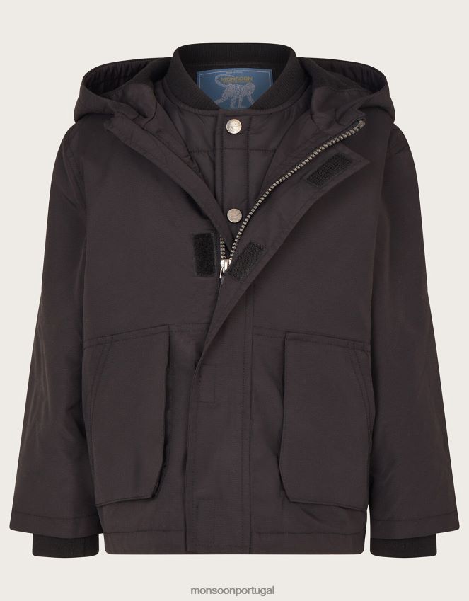roupas Casaco parka 2 em 1 Monsoon garoto preto RPLH8F2209