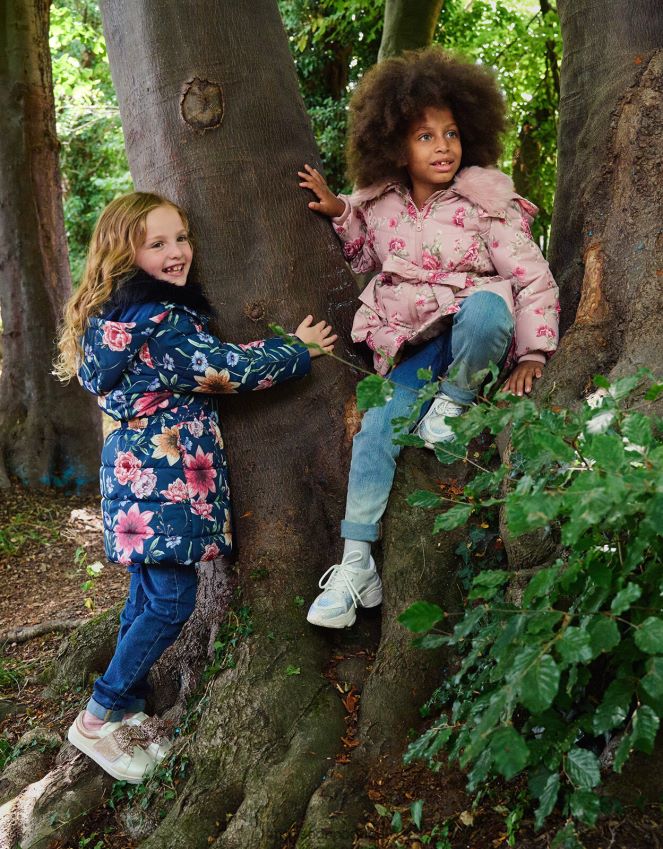 roupas casaco acolchoado floral esboçado Monsoon garota azul-marinho) RPLH8F1633