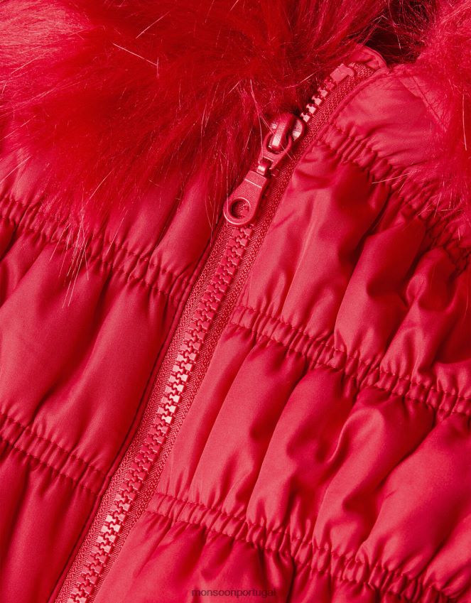 roupas casaco acolchoado puffball franzido Monsoon garota vermelho RPLH8F1697