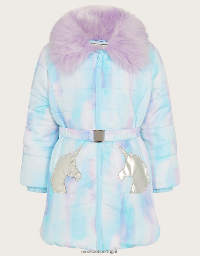 roupas casaco acolchoado unicórnio aquarela Monsoon garota marfim RPLH8F1729