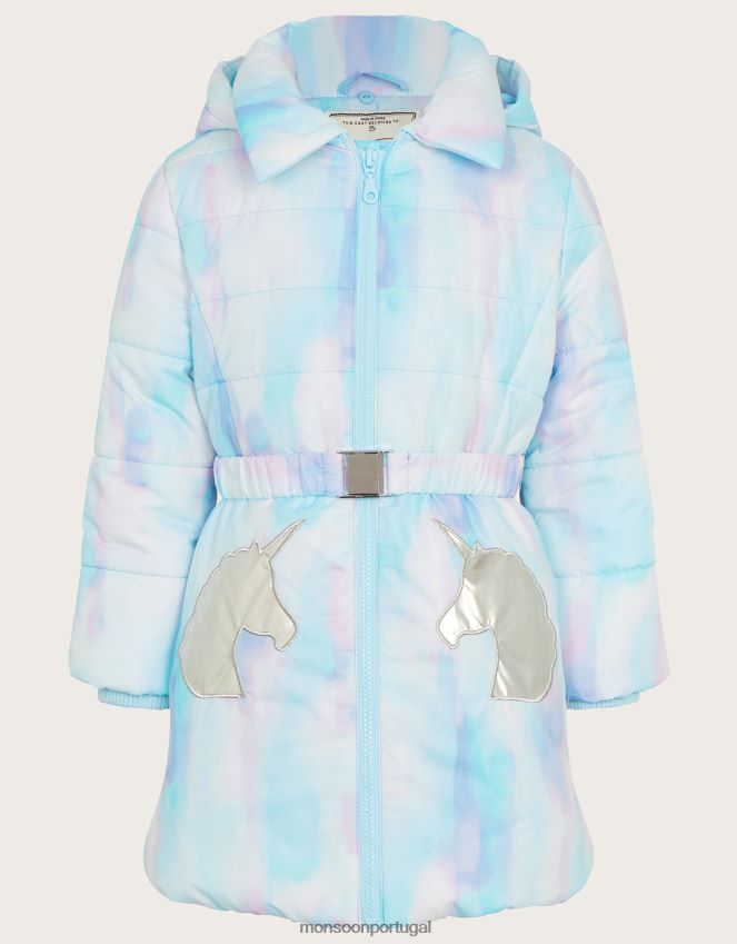 roupas casaco acolchoado unicórnio aquarela Monsoon garota marfim RPLH8F1729