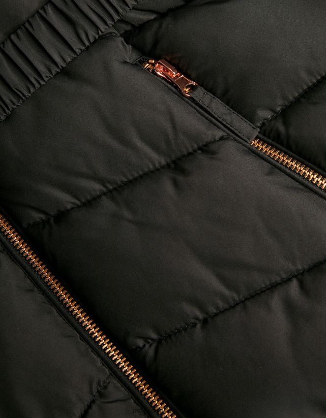 roupas casaco com capuz de pele sintética com cinto Monsoon garota preto RPLH8F1736