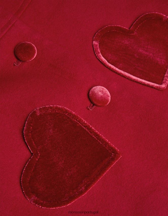 roupas casaco de bolso de veludo com coração de bebê Monsoon garota vermelho RPLH8F2061