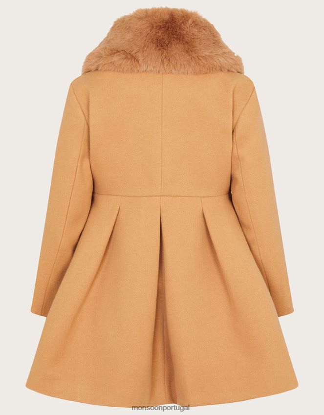 roupas casaco trespassado com detalhe de bolso Monsoon garota camelo RPLH8F1581