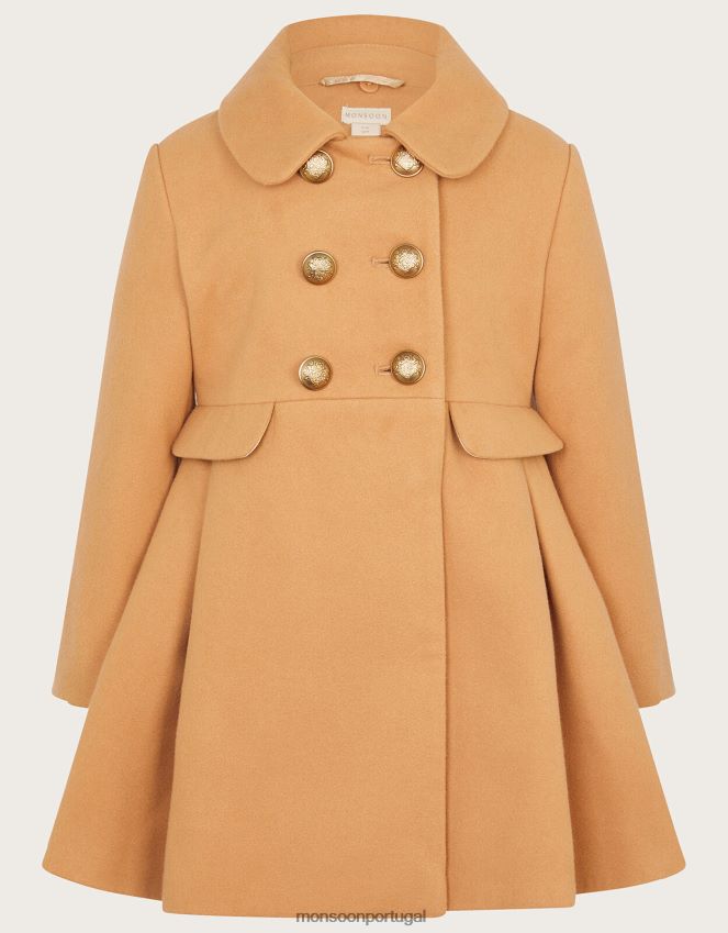 roupas casaco trespassado com detalhe de bolso Monsoon garota camelo RPLH8F1581