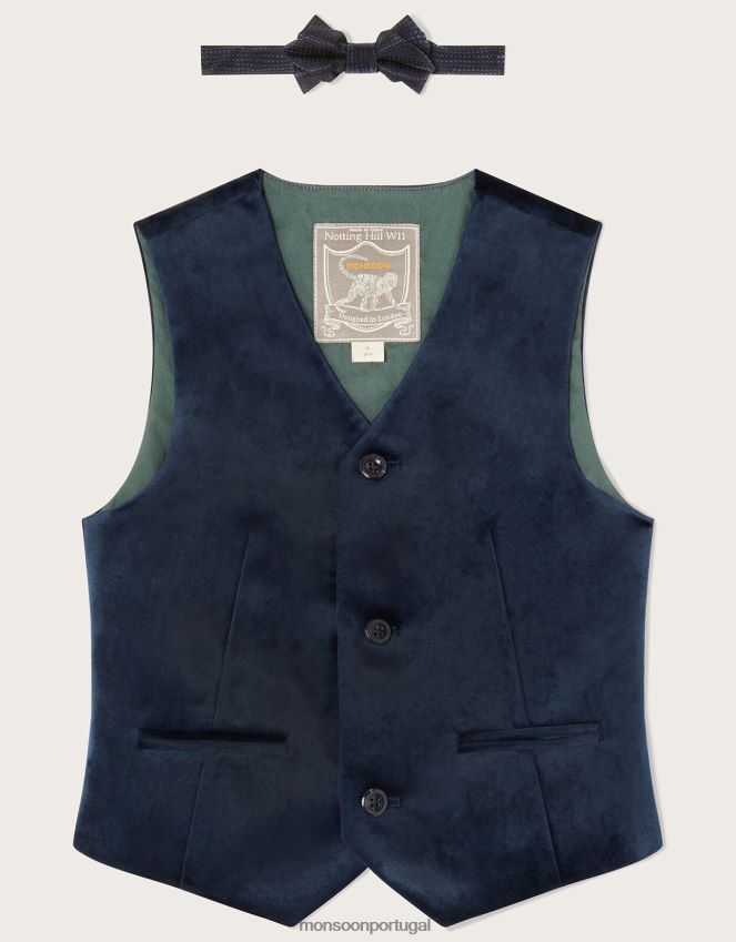 roupas conjunto colete de veludo e gravata borboleta Monsoon garoto azul-marinho) RPLH8F2765